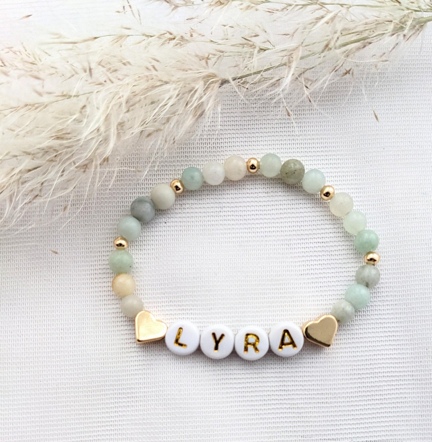 Blue stone name bracelet