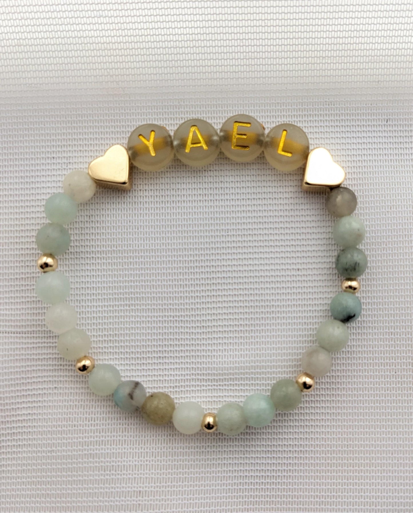 Blue stone name bracelet