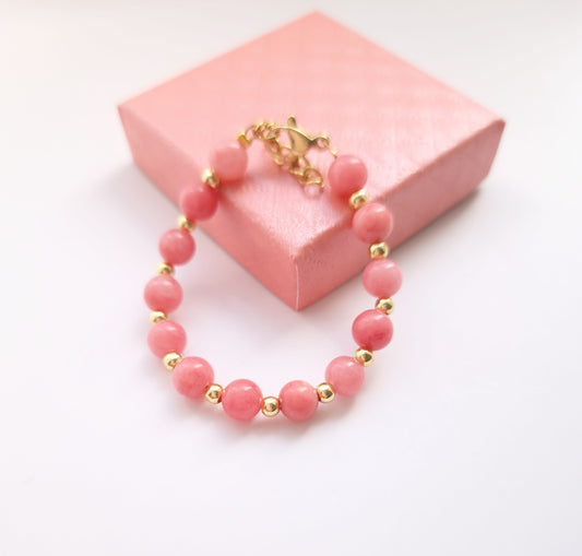 Strawberry colour bracelet - Natural stone
