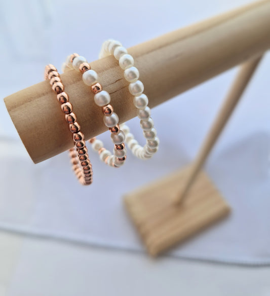 Rose gold & pearls stacking bracelets