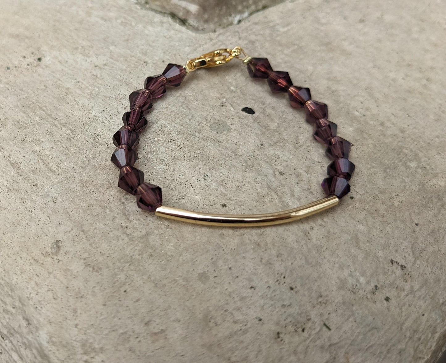 Child bracelet with purple crystals - gold plated - elegant