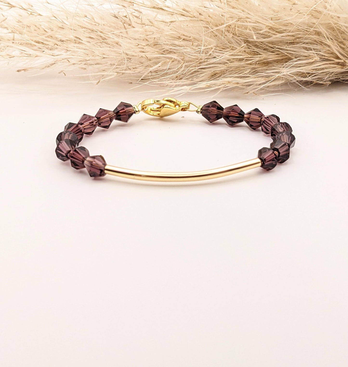 Child bracelet with purple crystals - gold plated - elegant