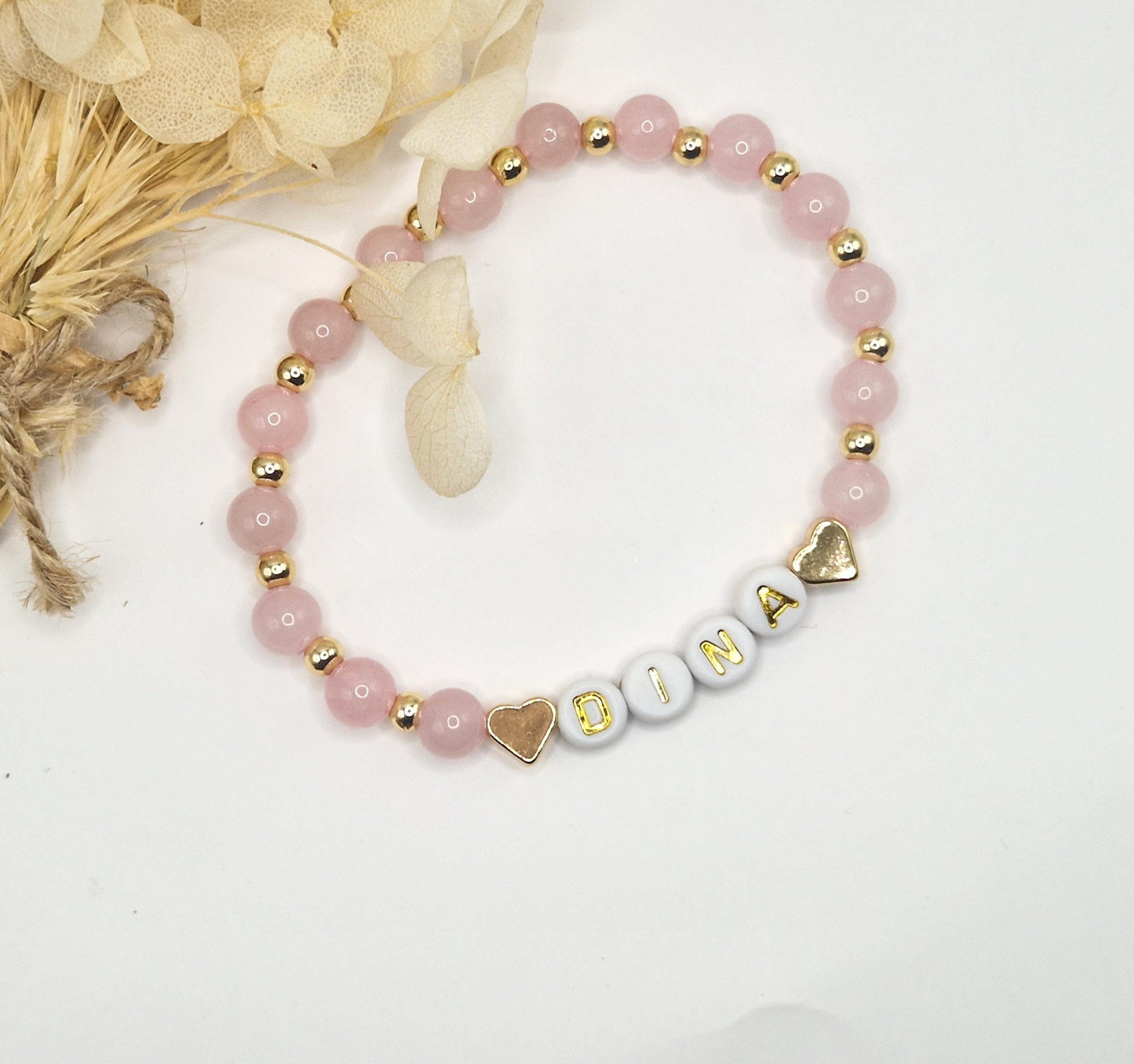 Mama bracelet with child's name - gold plated - pink/blue