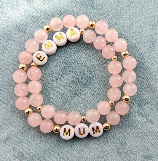 Mama and mini bracelets - set of personalised matching bracelets - gold plated