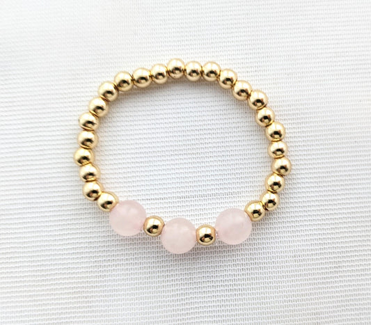 Children's bracelet - gold and rose quartz