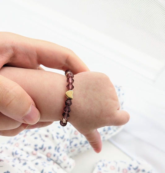 Children's bracelet purple crystals & gold plated