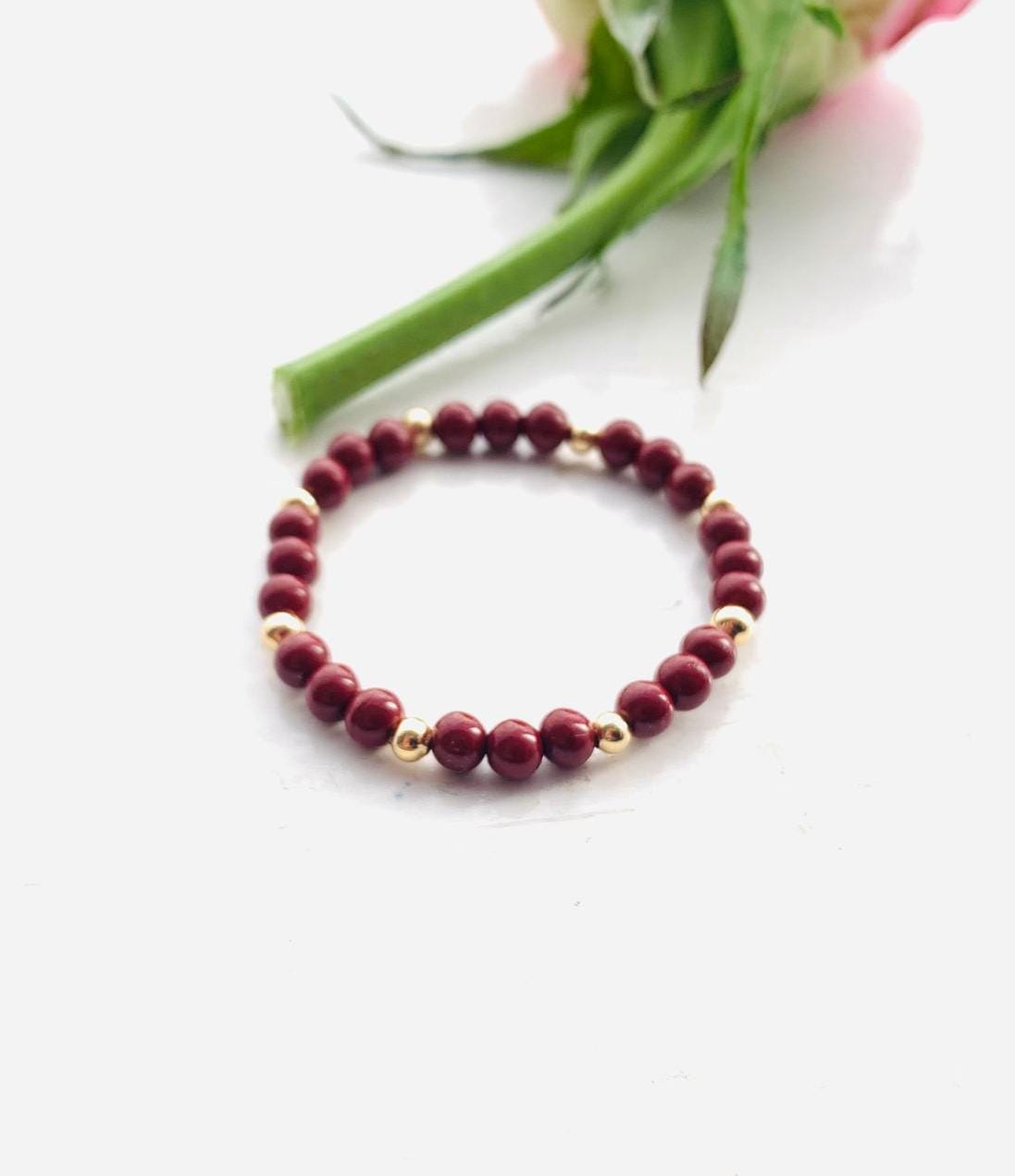 Baby and children's bracelet - red and gold plated - baby shower - birthday gift