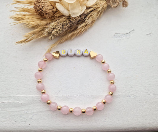 Mama bracelet with child's name - gold plated - pink/blue