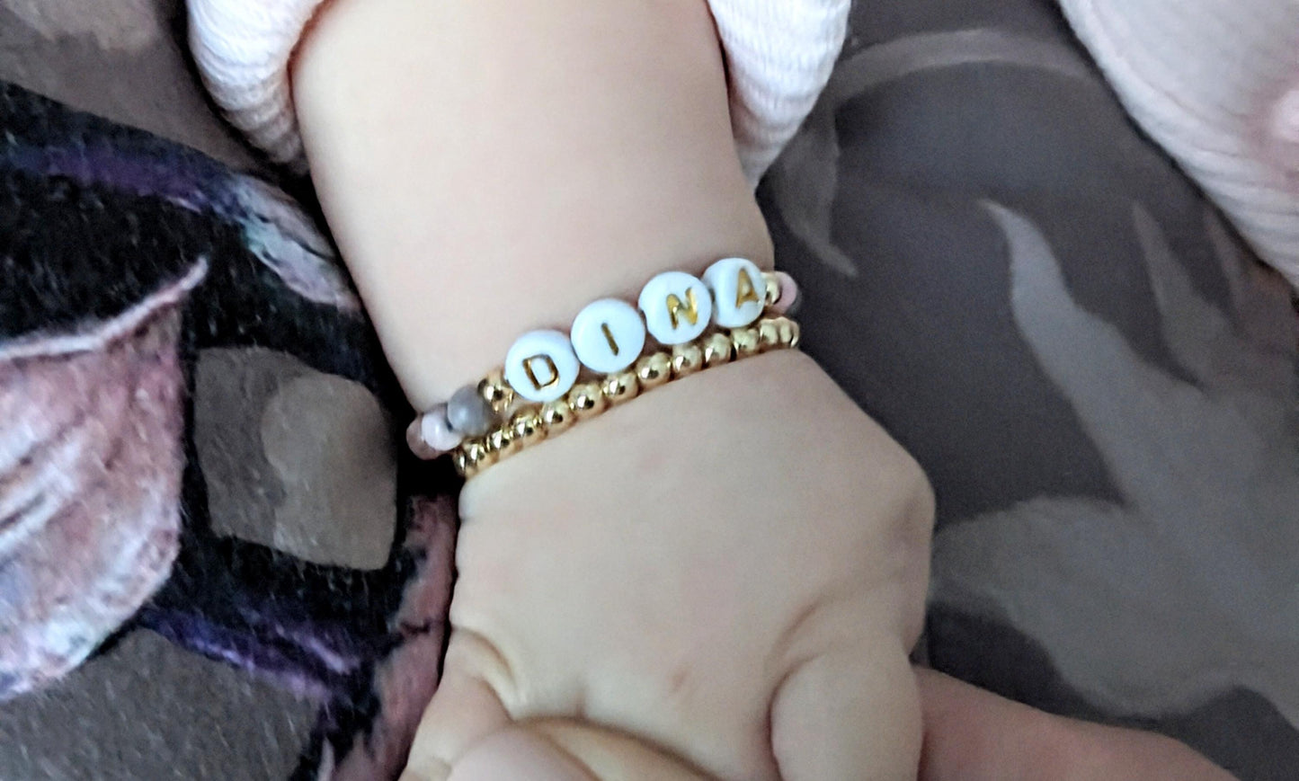 Mini and me - set of matching personalised stacking bracelets for mother and child