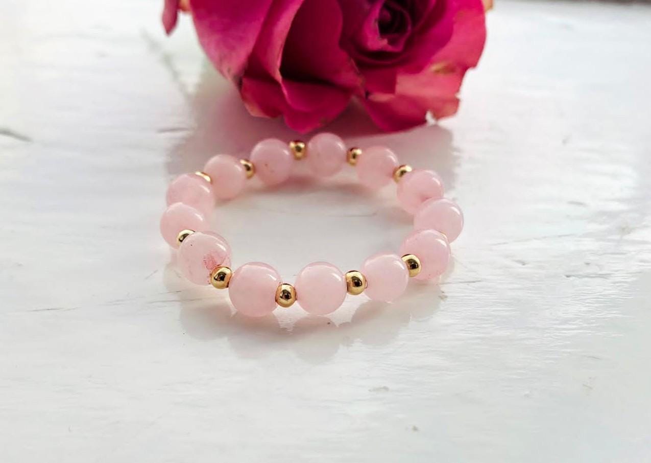 Toddler bracelet - Roze Quartz & Gold Plated