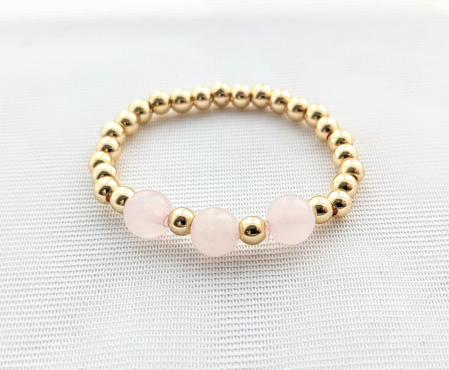 Children's bracelet - gold and rose quartz