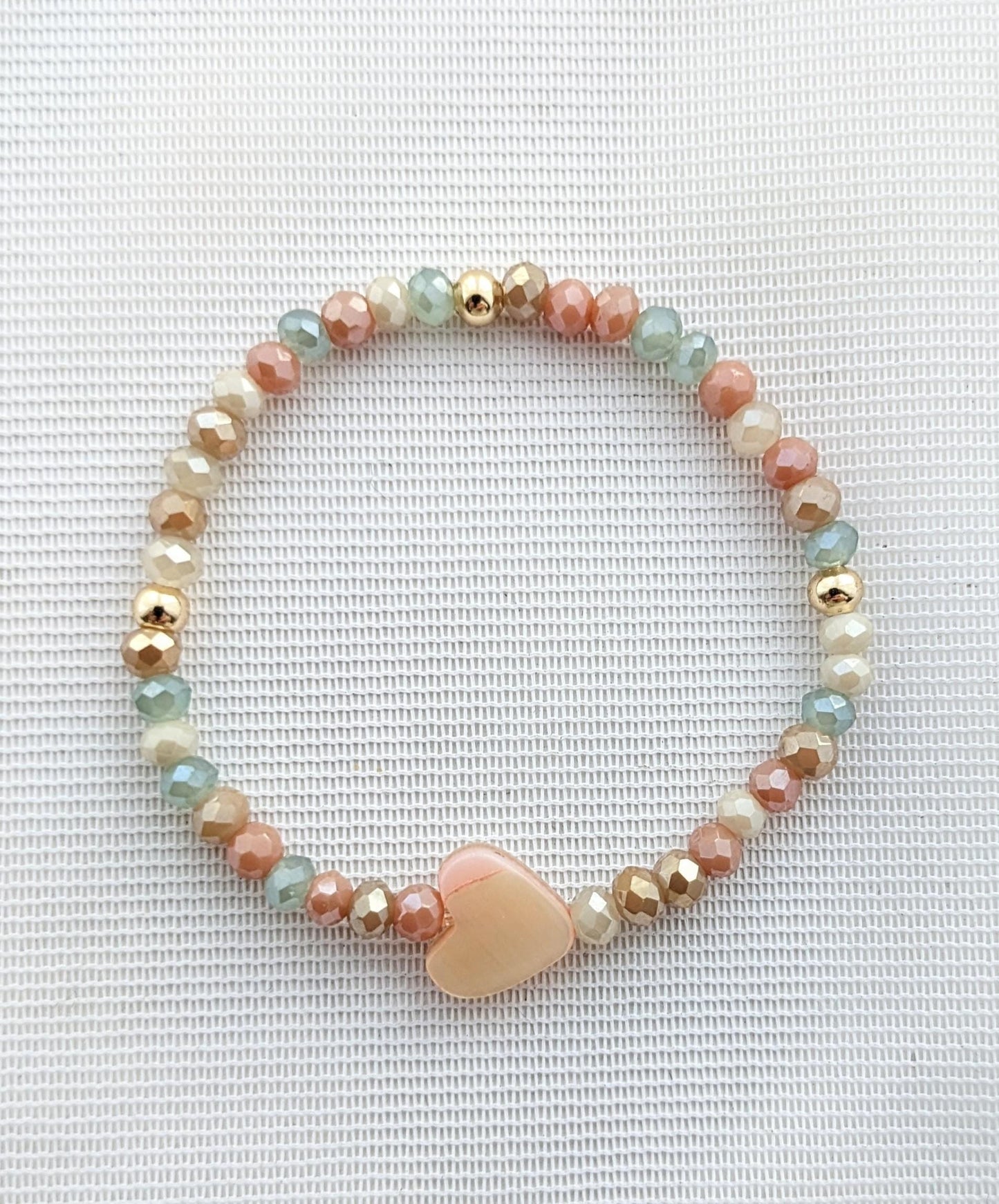 Child bracelet - pink heart & gold plated stacking bracelets