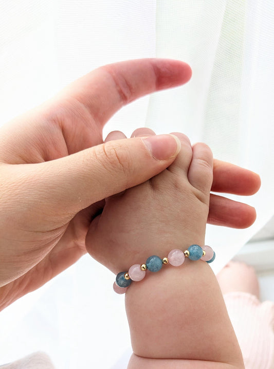 Baby & child Blue and Pink - Gold plated bracelet