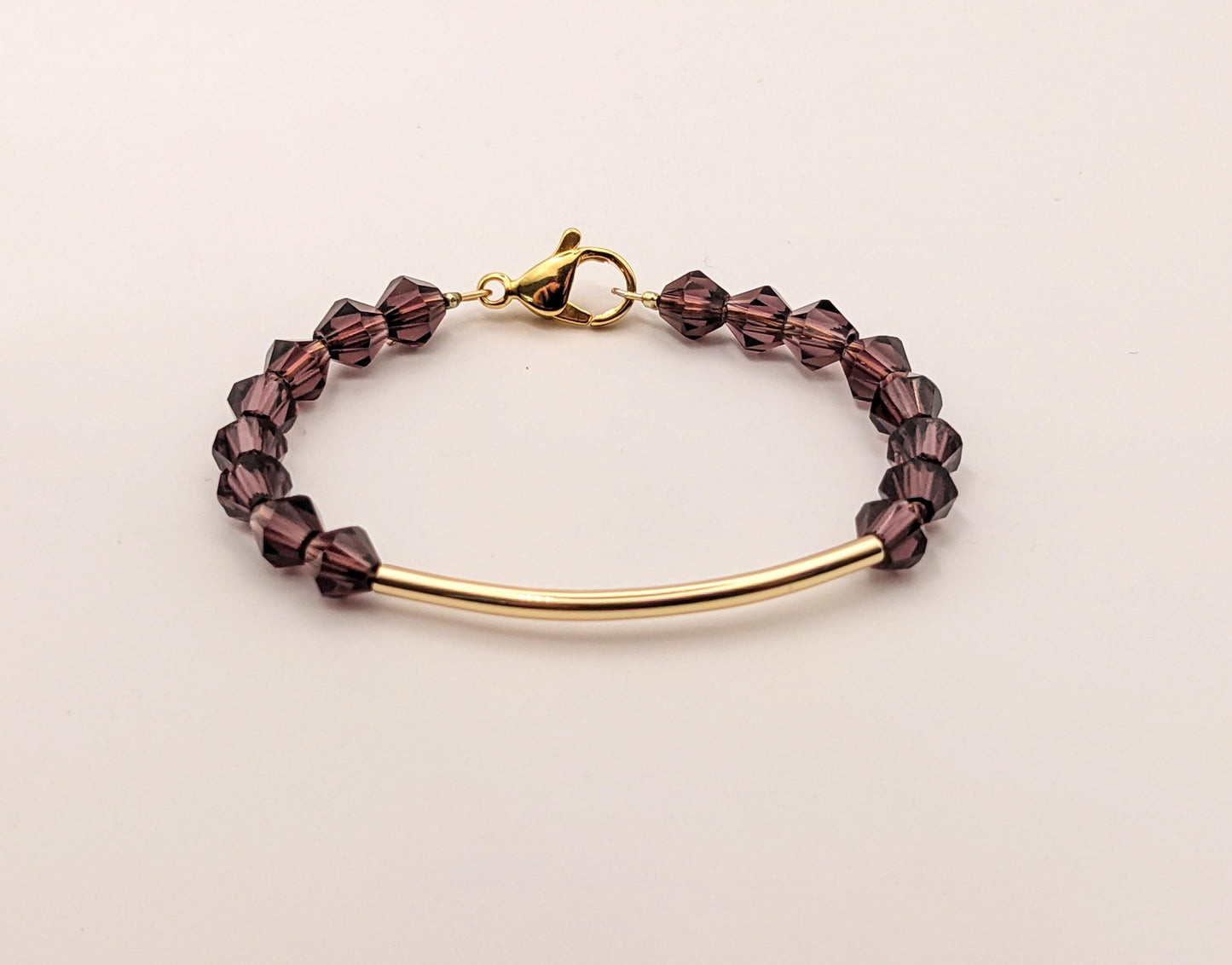 Child bracelet with purple crystals - gold plated - elegant