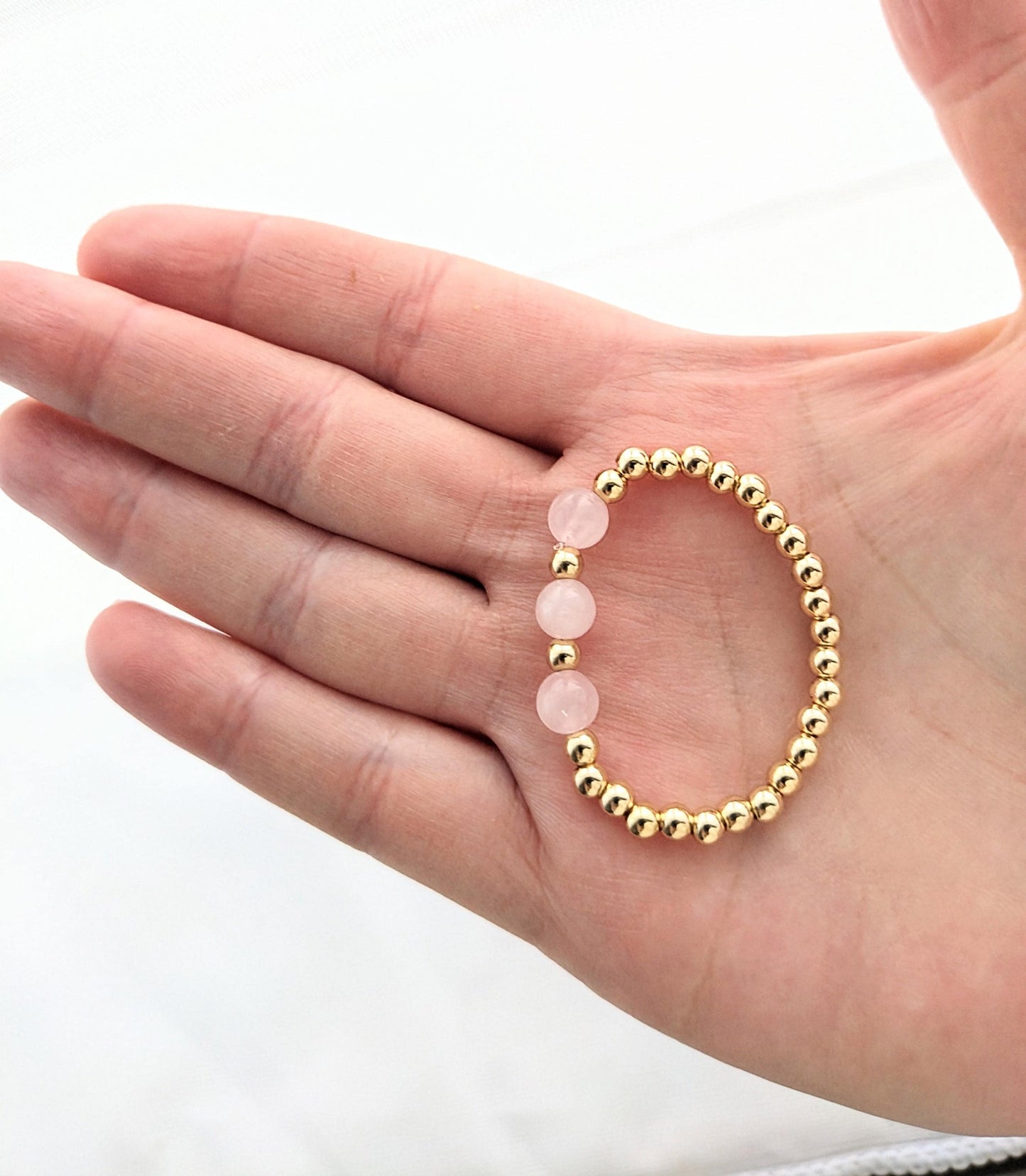 Children's bracelet - gold and rose quartz