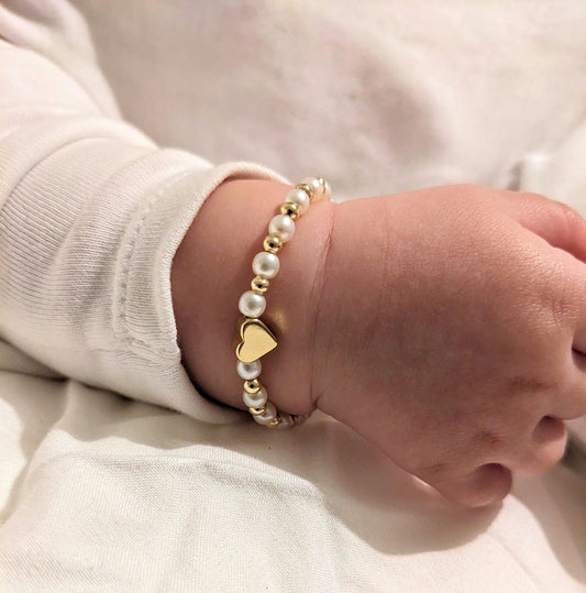 Children's bracelet - pearls and gold plated