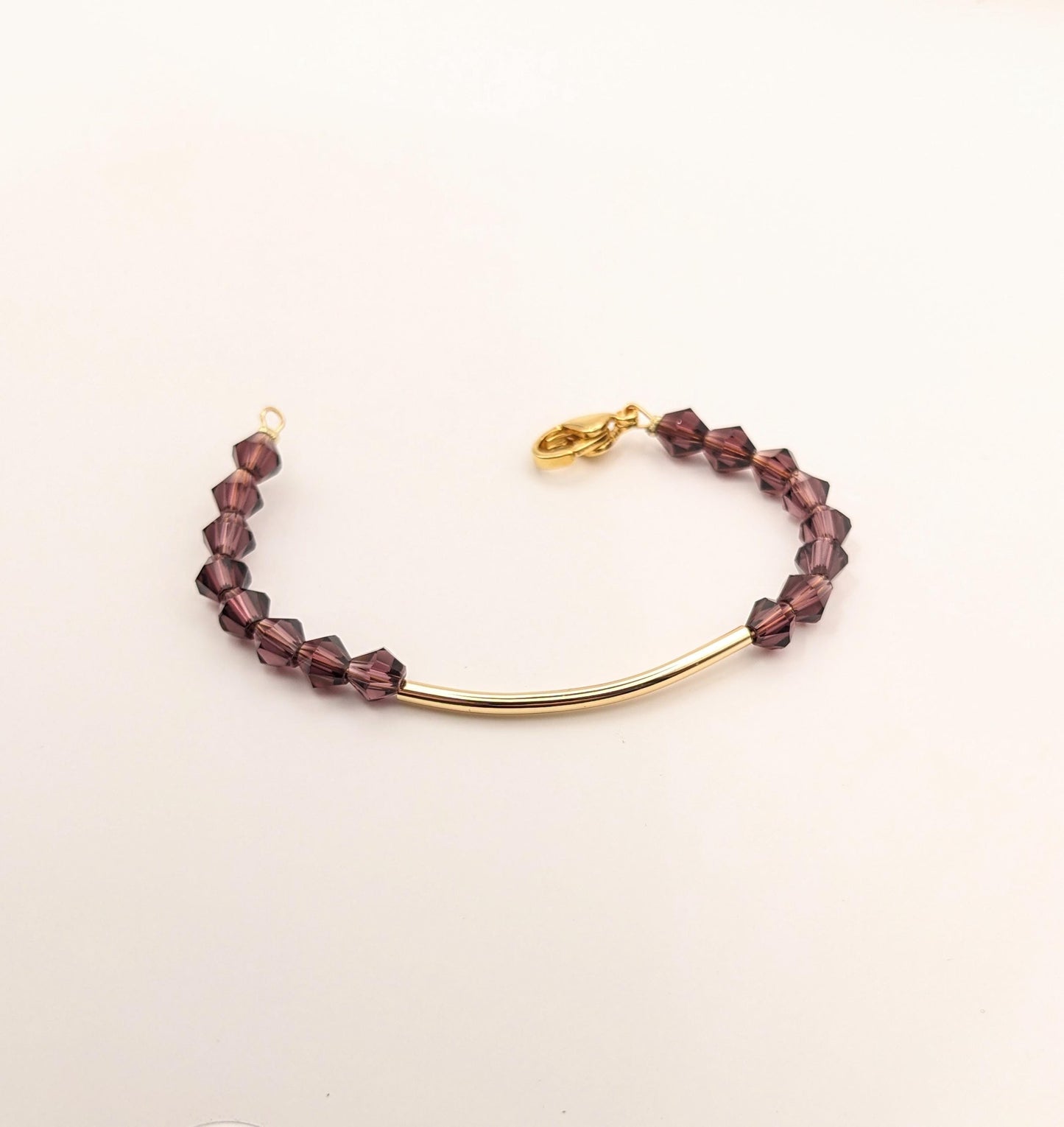 Child bracelet with purple crystals - gold plated - elegant