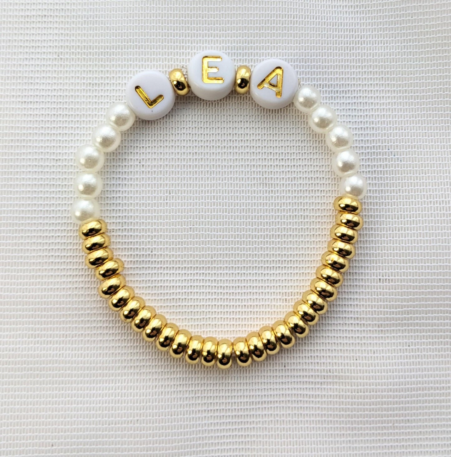 Baby and child personalized pearl & gold bracelet