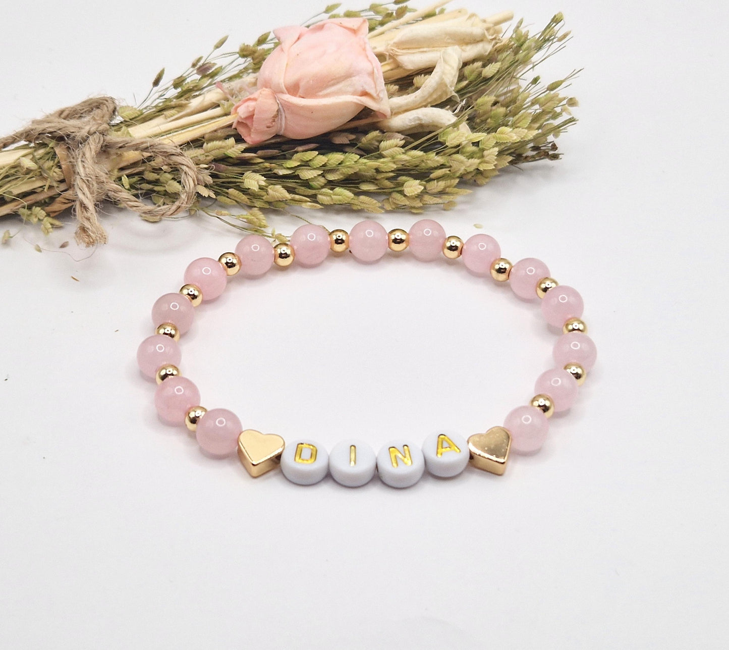 Mama bracelet with child's name - gold plated - pink/blue