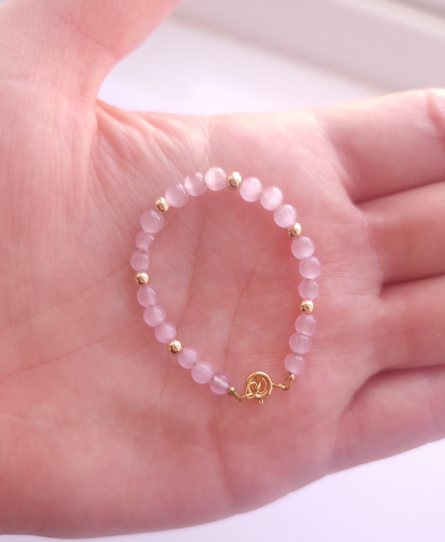 Gold filled & pink beads
