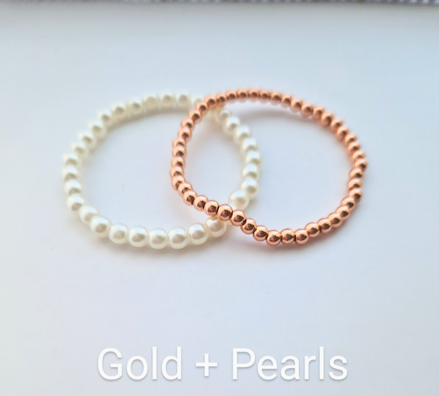 Rose gold & pearls stacking bracelets