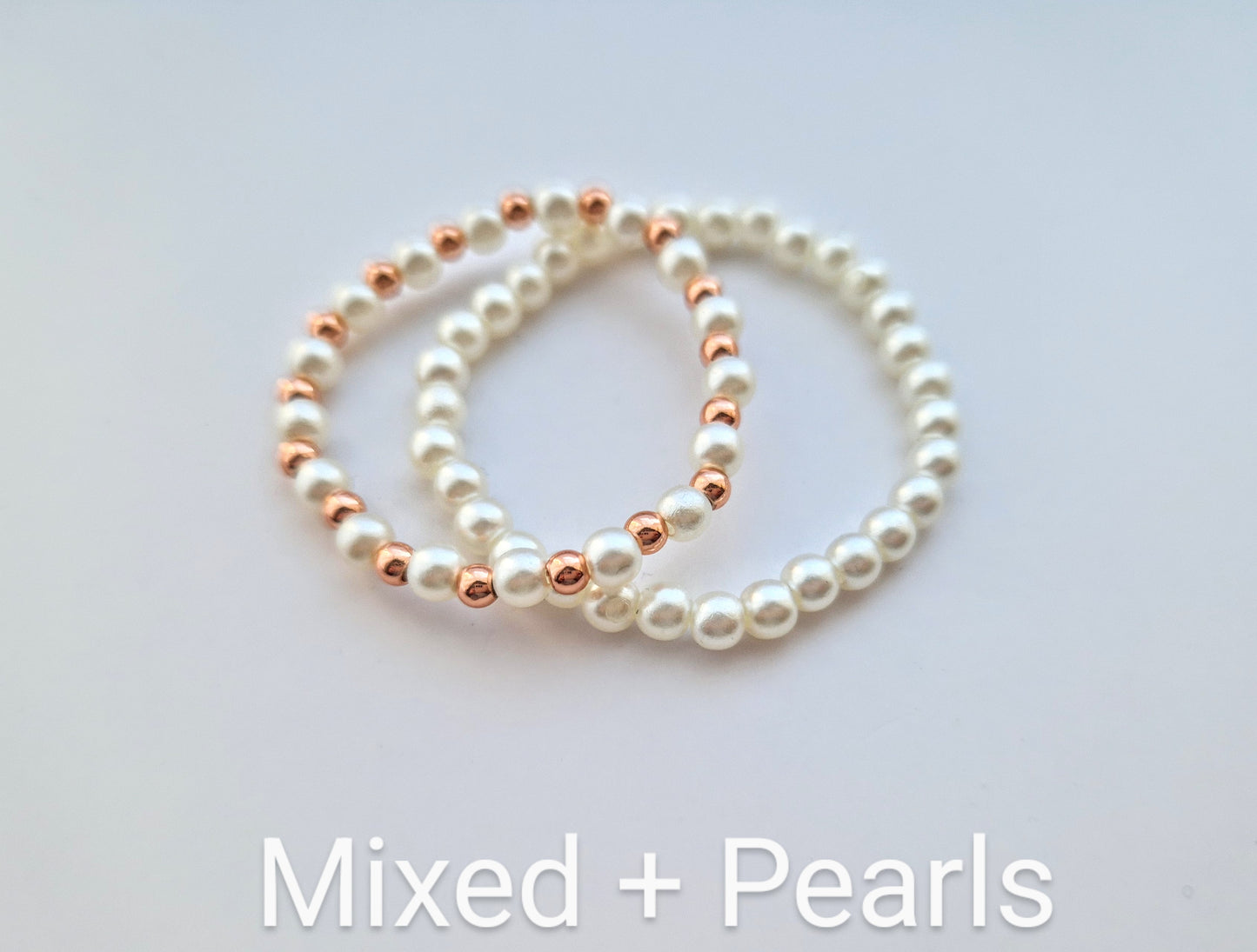 Rose gold & pearls stacking bracelets