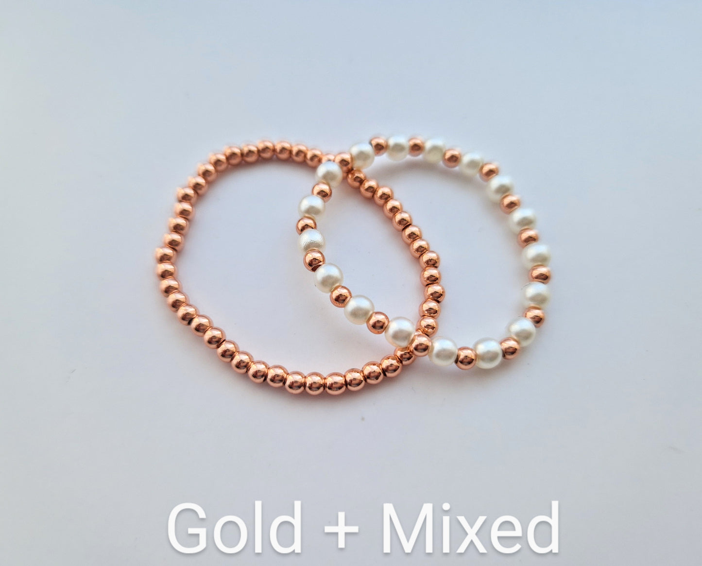 Rose gold & pearls stacking bracelets